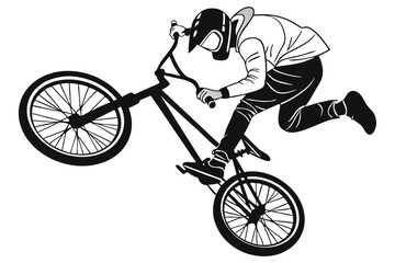 Naklejka premium BMX Biker Aerial Jump in Vector Artwork