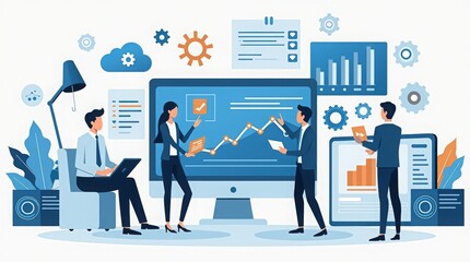 Modern Business and Technology Concept Vector Illustration