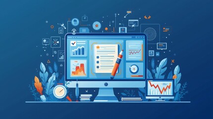 Modern Business and Technology Concept Vector Illustration