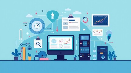 Modern Business and Technology Concept Vector Illustration