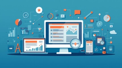 Modern Business and Technology Concept Vector Illustration