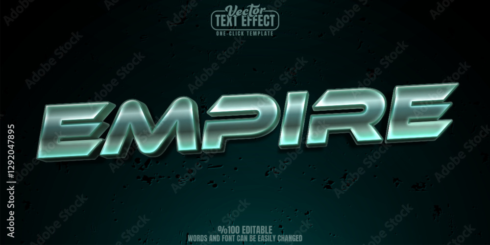 Poster empire editable text effect, customizable shield and armor 3d font style