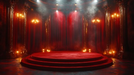 Stunning red stage with elegant lighting HD images
