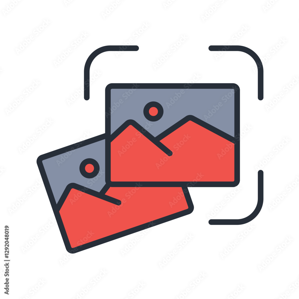 Poster image recognition icon. vector.editable stroke.linear style sign for use web design,logo.symbol illu