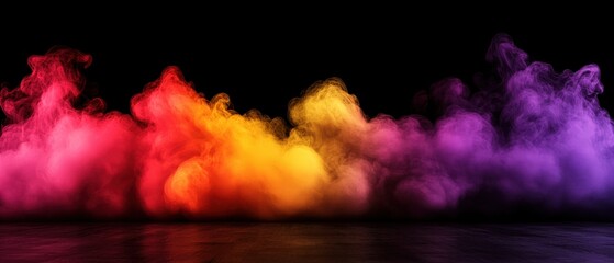 Colorful smoke trails on black background creating artistic abstract design
