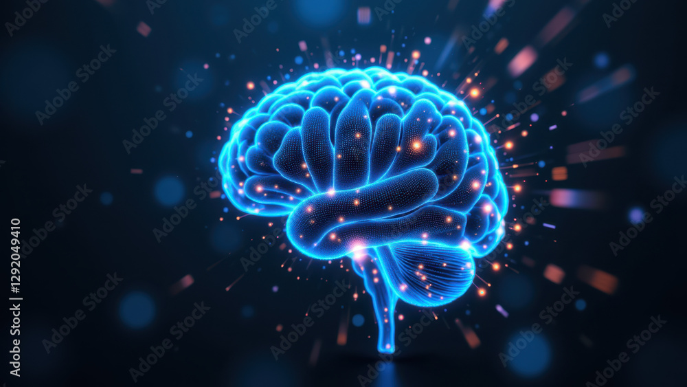 Aufkleber a creative graphic representation of artificial general intelligence, with a brain-like structure ma