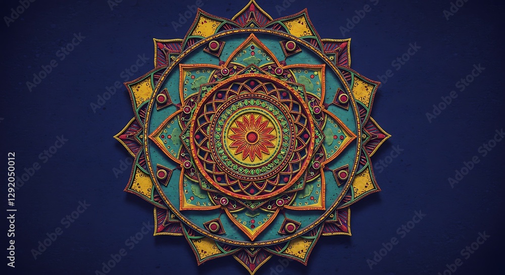 Poster mandala art design colorful intricate pattern background