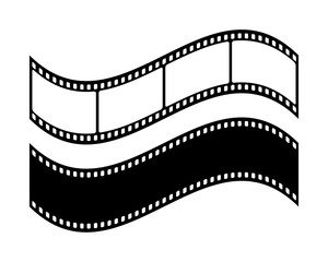 Film strip reel icon. Cinema or movie roll with frames. Blank negative film. Retro black and white film tape of 35mm. Video tape, photo film strip frame on isolated white background. Vector