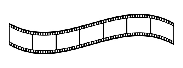 Fototapeta premium Film strip reel icon. Cinema or movie roll with frames. Blank negative film. Retro black and white film tape of 35mm. Video tape, photo film strip frame on isolated white background. Vector