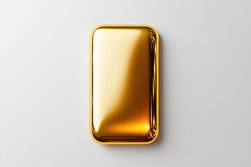 gold tray on white surface, top view