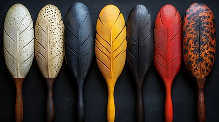 Unique artisan feather-shaped wooden spoons image