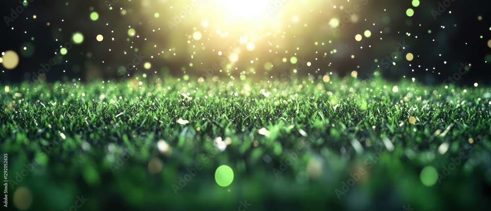 Aufkleber green grass with bokeh background creating a soft and dreamy nature scene in a sunny environment