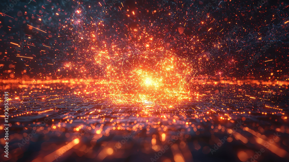 Poster rogue ai unleashing chaos on global financial networks through cyber attacks in a futuristic digital