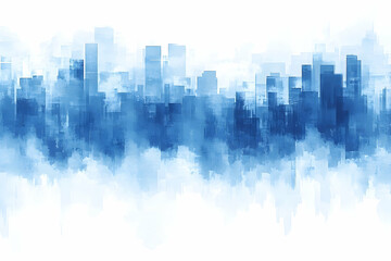 Abstract blue cityscape watercolor painting for modern backgrounds