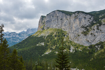 Fototapeta premium Scenic viewpoint at Durmitor national park, Montenegro. Cliffs of Crvena greda peak raising over valley