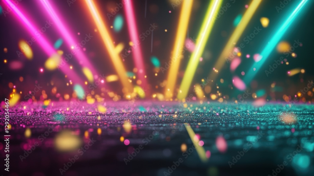 Poster colorful light patterns on dark background creating a vibrant abstract design for various applicatio