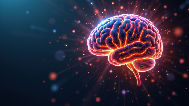 "3D Animated Brain Illustration with Explosive Colors"