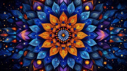 Vibrant floral mandala with intricate details wallpaper images