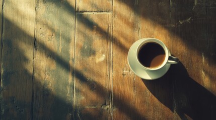 Overhead View of Workspace Discussion with Coffee