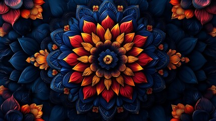 Vibrant mandala with intricate floral patterns picture