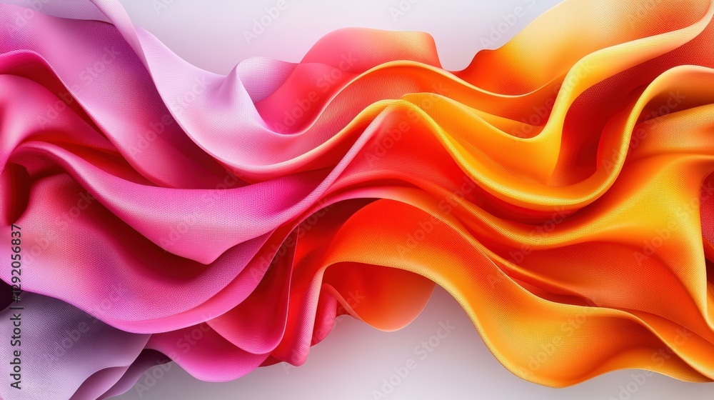 Poster abstract background featuring colorful wavy fabric with smooth flowing lines and textures in vibrant