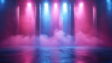 Vibrant stage lighting with fog effects for dramatic scene HD pictures