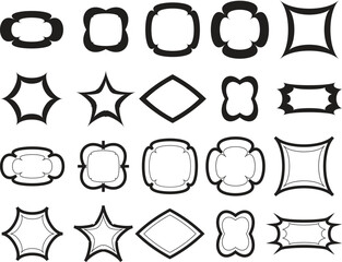 Ornamental label frames icon set. decorative vintage border frame and retro badge Random element
