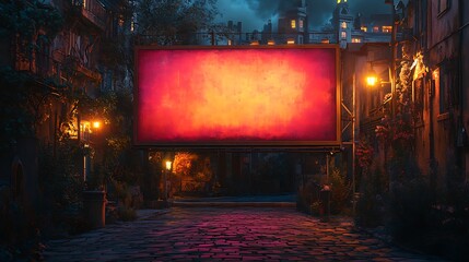 Vintage alleyway with glowing billboard signage images