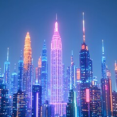 Obraz premium Sunset transforms Manhattan's skyline into a breathtaking glowing masterpiece image