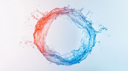 red and blue water splash circle