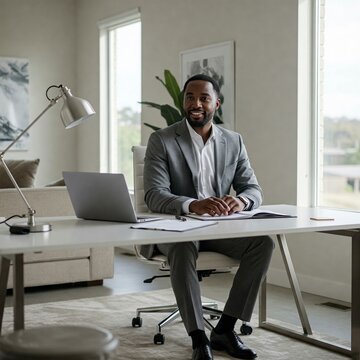 Successful African American Businessman, African American Business Owner, CEO, Working From Home, African American Owned Business, Handsome Young Businessman