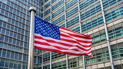 Fototapeta premium american flag on a building