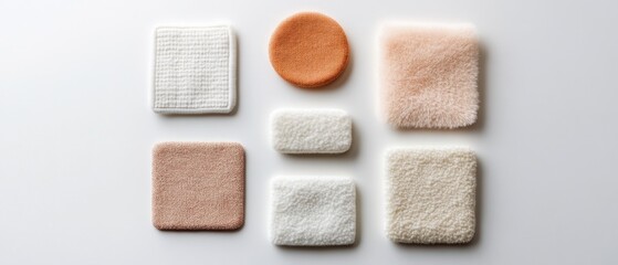 Fototapeta premium collection of various textured cloths on white background