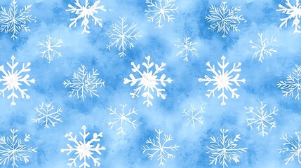 Snowflakes Falling on Blue Backdrop. Winter design for holiday cards, wrapping paper, background images