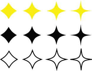 Star Icon Set Vector Different forms of sparkle stars, constellations, galaxies