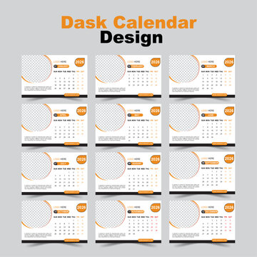 Creative Minimal Corporate Dask Calendar Design With vactor layout print ready