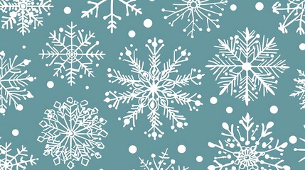 Snowflakes pattern on light blue background, decorative wrapping paper or seasonal graphic element use