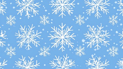 Snowflakes seamless pattern on blue backdrop. Winter season holidays background for decoration, banner, prints