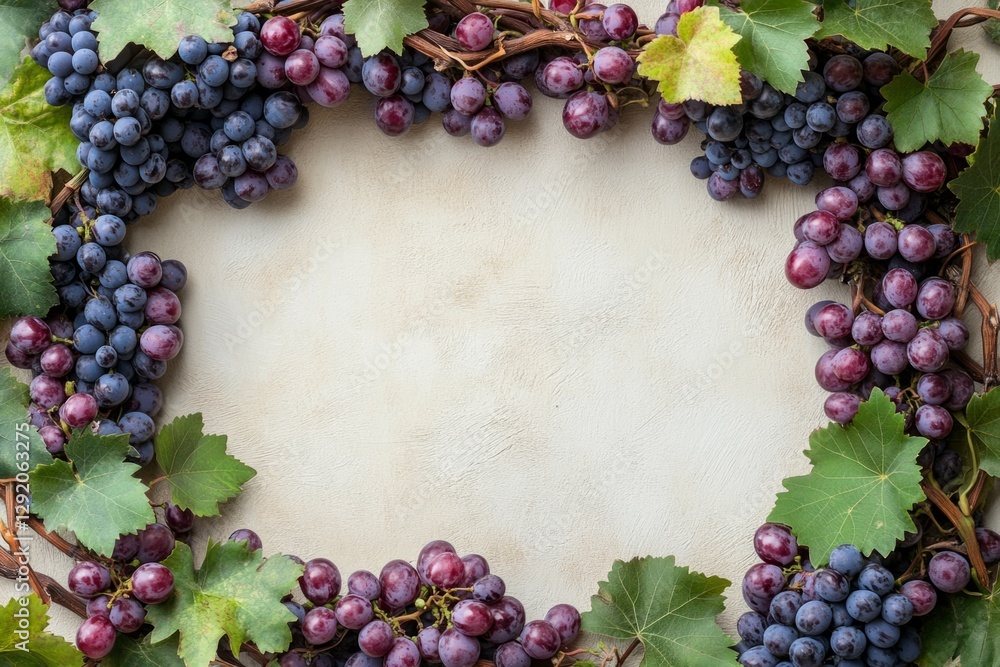 Aufkleber freshly picked red and blue grapes arranged in a circle on a neutral background, creating a vibrant 