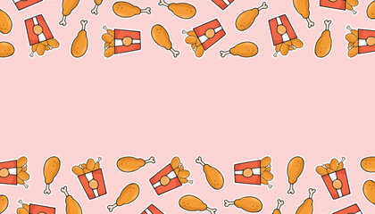 a frame with fried chicken legs. an empty frame. a place for advertising. background for flyers and posters. A pattern for packaging fried chicken. Fast food packaging. beautiful seamless pattern.