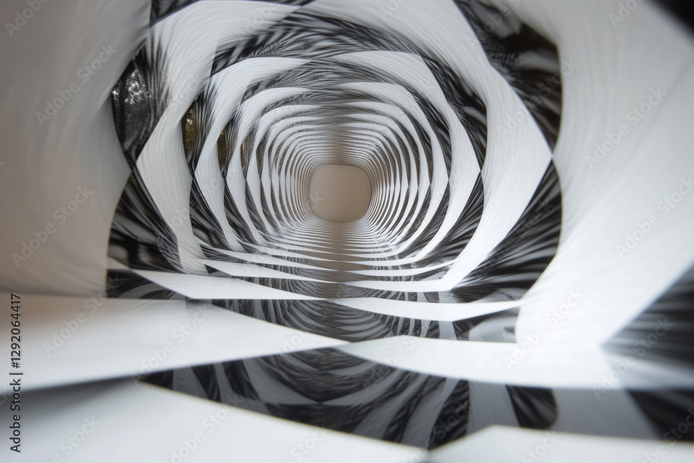Poster abstract tunnel creating repeating geometric pattern converging to infinity
