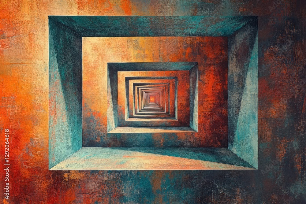 Poster abstract tunnel with light effects creating an illusion of infinity, perfect for backgrounds and cre