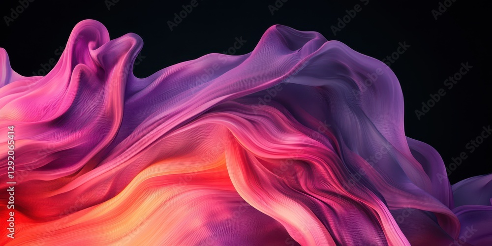 Wall mural abstract flowing cloth with smooth gradient colors on black background