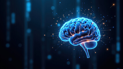 An illustrated representation of artificial general intelligence with a futuristic digital background.