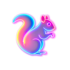 Squirrel holographic 3D icon. neon symbol vector illustration isolated on white background. Generative AI