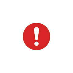 Red exclamation mark icon. Warning, danger, alert, and error symbol. Attention or notification sign. Vector illustration isolated on white background.