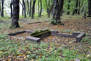 Remains of old gravestones. Königsberg Jewish Cemetery. Kaliningrad