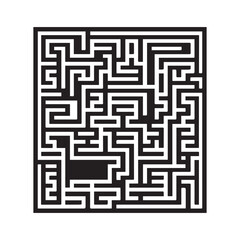 black Rectangular maze vector . Difficulty rectangular maze  labyrinth . 
