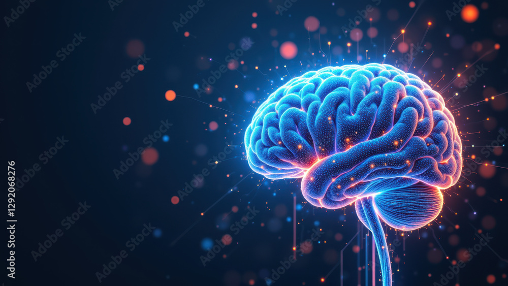 Poster illustration of an artificial brain representing artificial general intelligence.