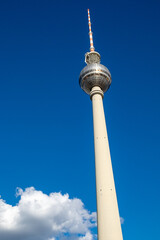 Obraz premium The TV Tower located on the Alexanderplatz in Berlin, Germany
